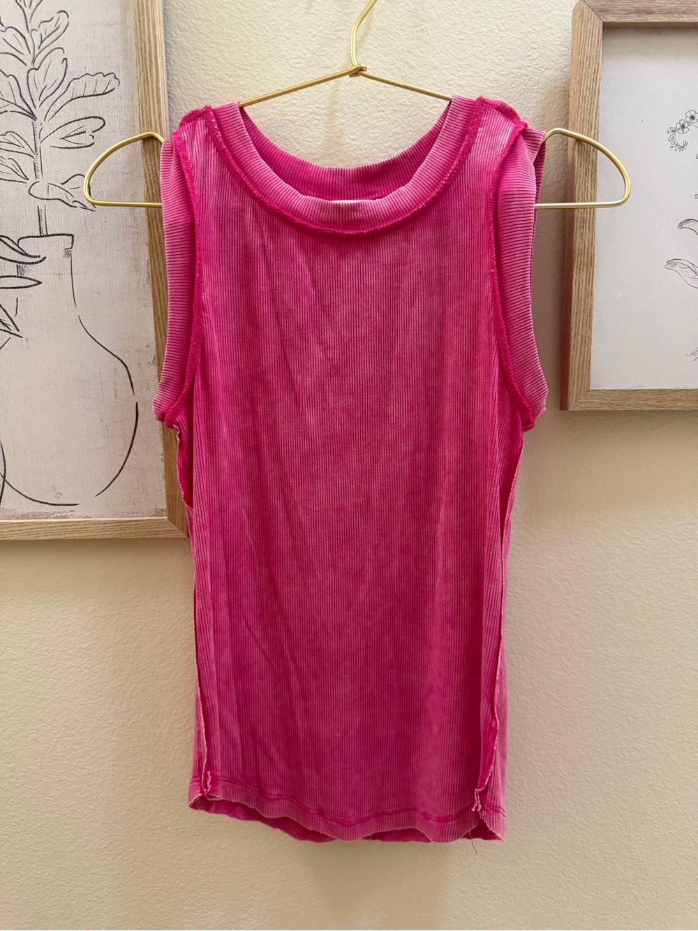 Zenana Outfitters Ribbed Sleeveless Tank Top - Hot Pink